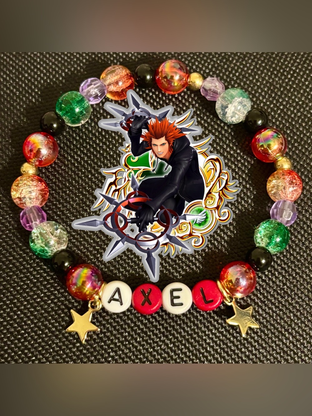Kingdom hearts Axel beaded bracelet with star charms